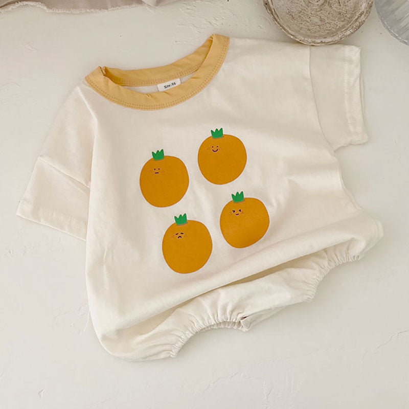 Ins Baby Refreshing Fruit Short-Sleeved Jumpsuit Baby Summer Cotton Comfortable Bag Fart Romper