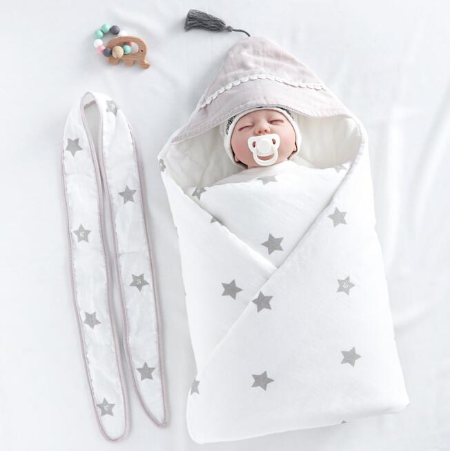 Newborn Baby Blanket Wrapper Cotton Spring Newborn Baby Quilt Double Layers Swaddle Wrap Cotton Baby Anti-shock Sleeping Bag