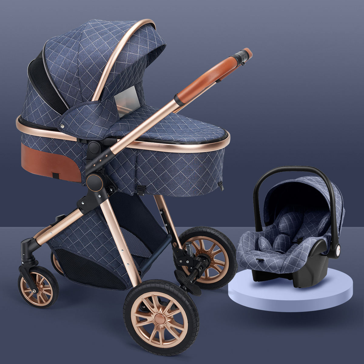 High landscape baby stroller that can sit or lie down lightweight folding two-way shock-absorbing newborn baby stroller