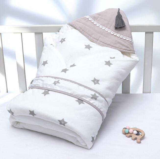 Newborn Baby Blanket Wrapper Cotton Spring Newborn Baby Quilt Double Layers Swaddle Wrap Cotton Baby Anti-shock Sleeping Bag