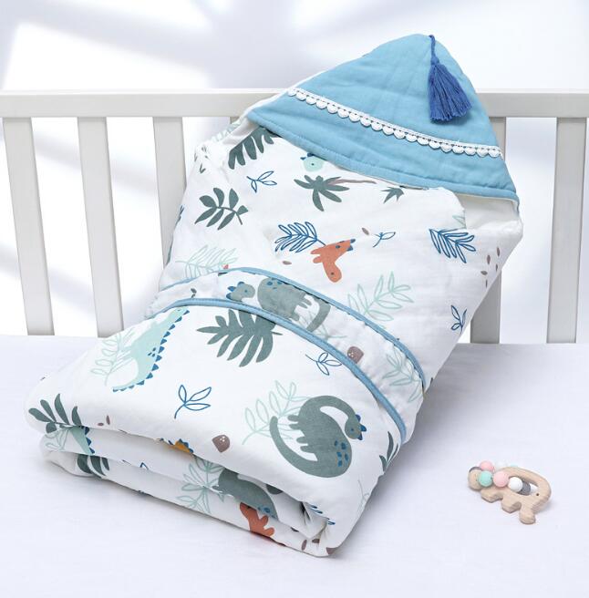 Newborn Baby Blanket Wrapper Cotton Spring Newborn Baby Quilt Double Layers Swaddle Wrap Cotton Baby Anti-shock Sleeping Bag