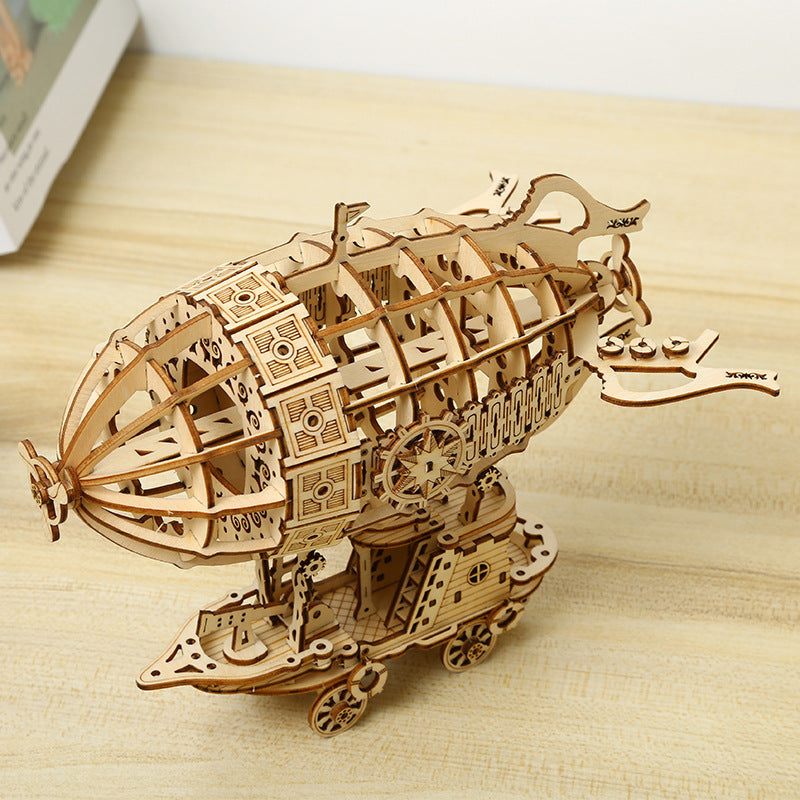 3D creative three-dimensional puzzle manual DIY wooden airship assembly tabletop decoration model children's small toy gifts