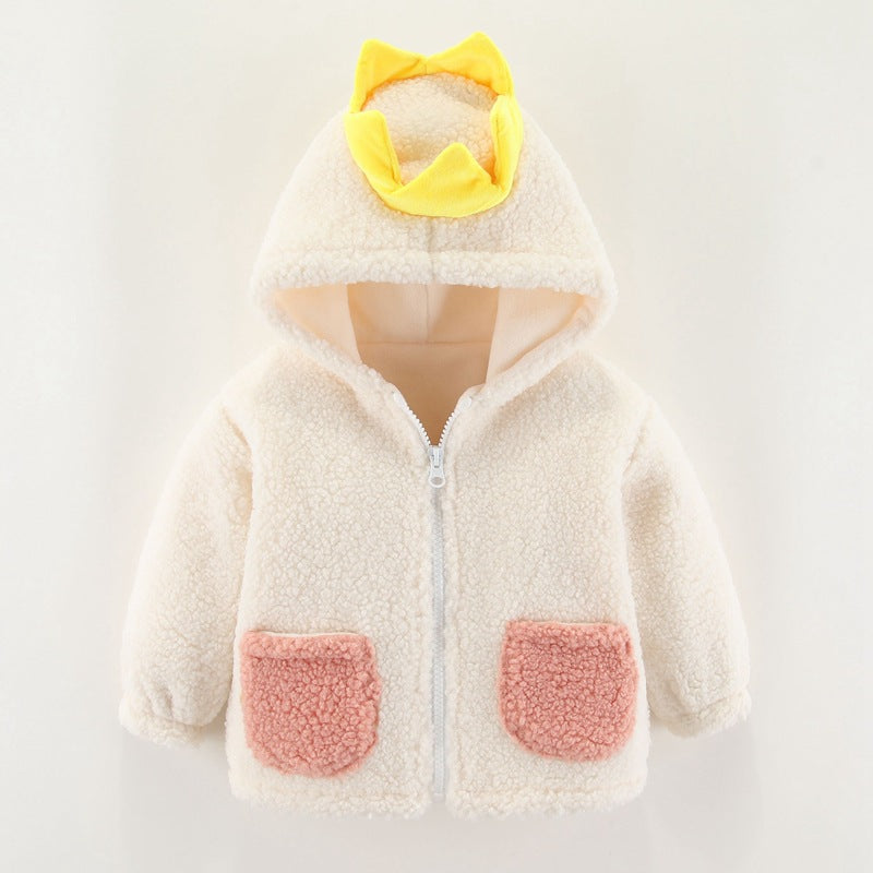 Girls Polar Fleece Jacket Boys Coat Autumn and Winter Clothes Baby Fleece Hooded Tops Baby Clothes