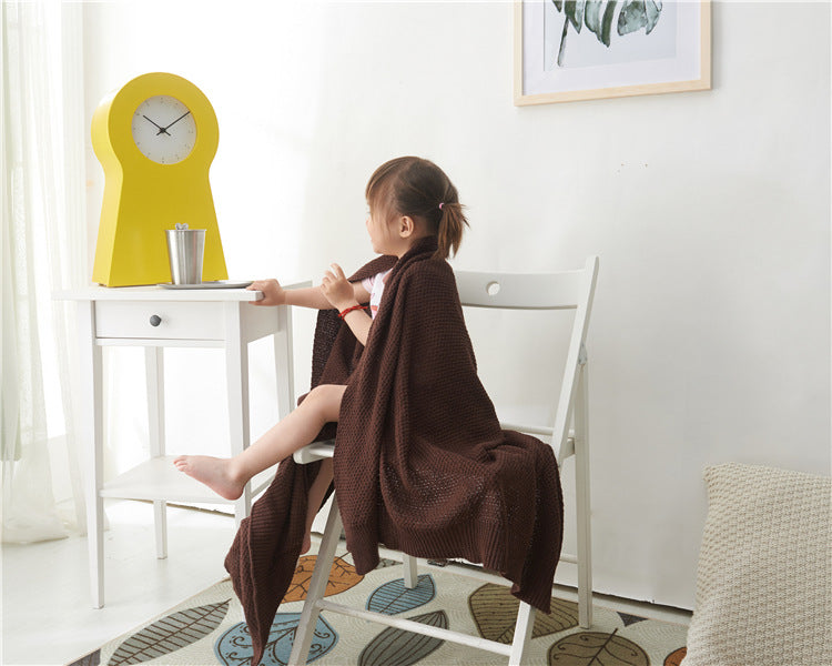 Summer Cotton Baby Knitted Wild Shawl Wool Blanket Air Conditioning Thin Nap Baby Cover Blanket