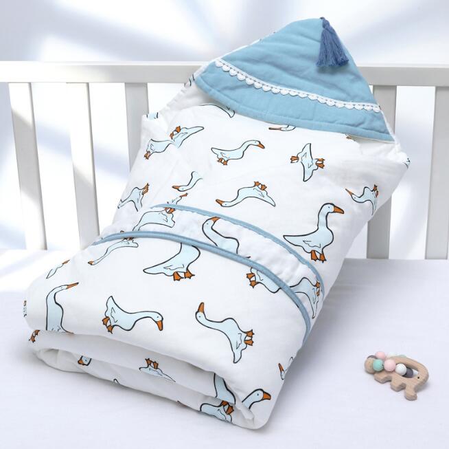 Newborn Baby Blanket Wrapper Cotton Spring Newborn Baby Quilt Double Layers Swaddle Wrap Cotton Baby Anti-shock Sleeping Bag