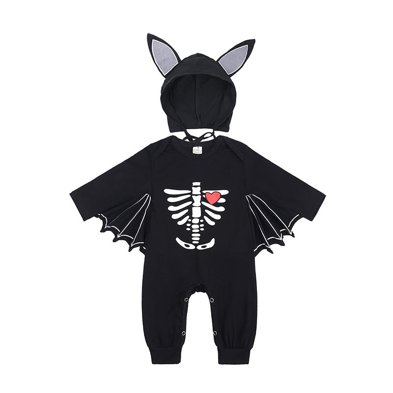 Halloween Children's Clothing Baby Rompers New Baby Pumpkin Alphabet Jumpsuit Bat Shape Romper