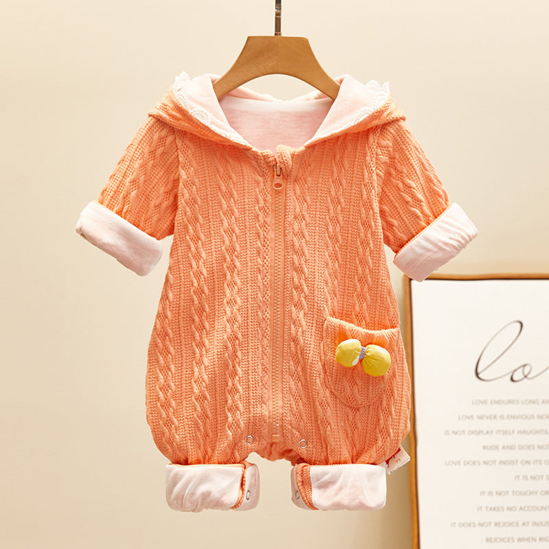 Newborn Baby One-Piece Suit Female Baby Go Out Hugging Clothes Cute Princess Romper Autumn Clothes