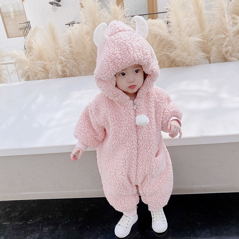 Baby Clothes Autumn and Winter Suit Baby Outwear Thickened Bodysuit 1-year-old Winter Cotton Creeper