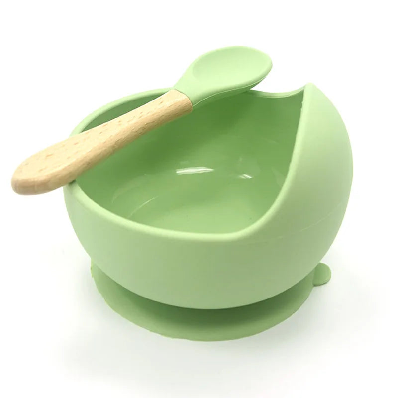 Baby Silicone Tableware Strong Sucker Water Bowl Spoon Set Children Suction Bowl Baby Food Bowl Baby Feeding Tableware