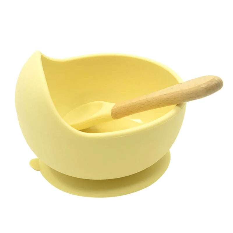 Baby Silicone Tableware Strong Sucker Water Bowl Spoon Set Children Suction Bowl Baby Food Bowl Baby Feeding Tableware