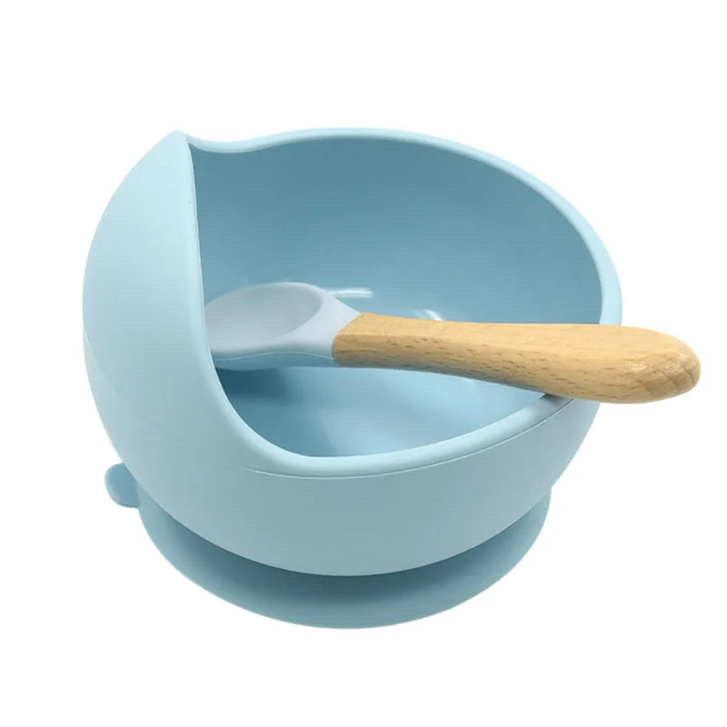 Baby Silicone Tableware Strong Sucker Water Bowl Spoon Set Children Suction Bowl Baby Food Bowl Baby Feeding Tableware