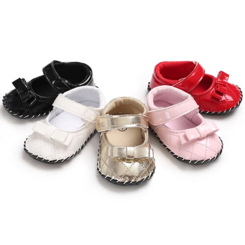 Newborn Baby Girl Soft Sole Leather Crib Shoes