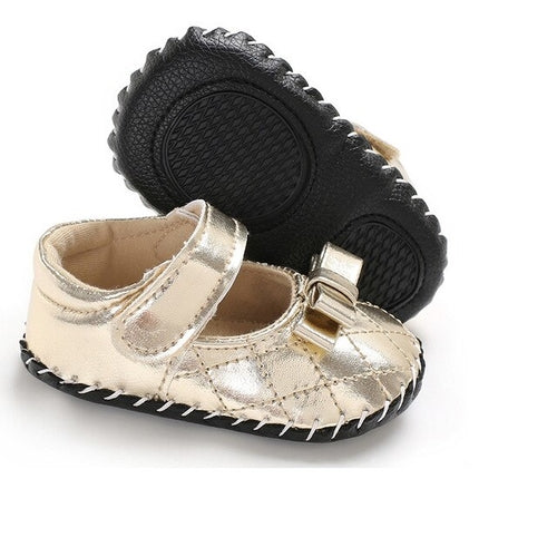 Newborn Baby Girl Soft Sole Leather Crib Shoes