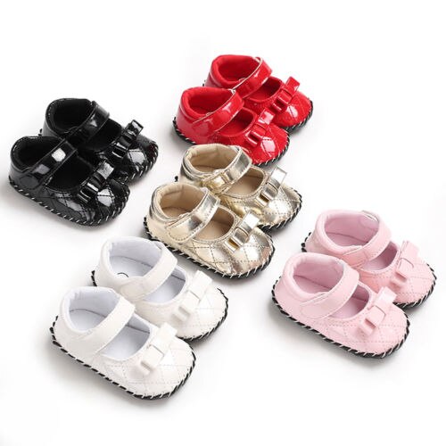 Newborn Baby Girl Soft Sole Leather Crib Shoes