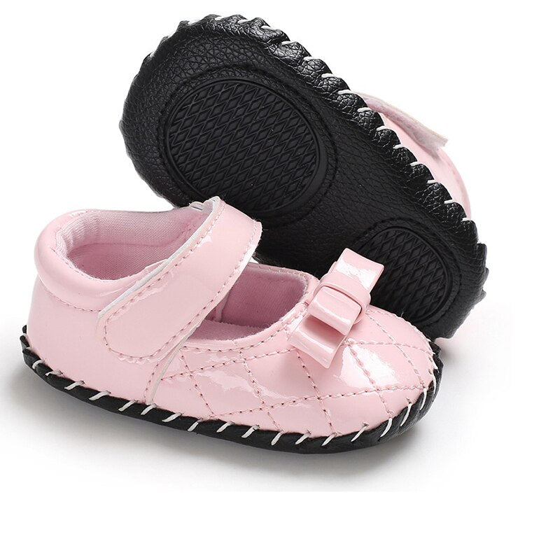 Newborn Baby Girl Soft Sole Leather Crib Shoes