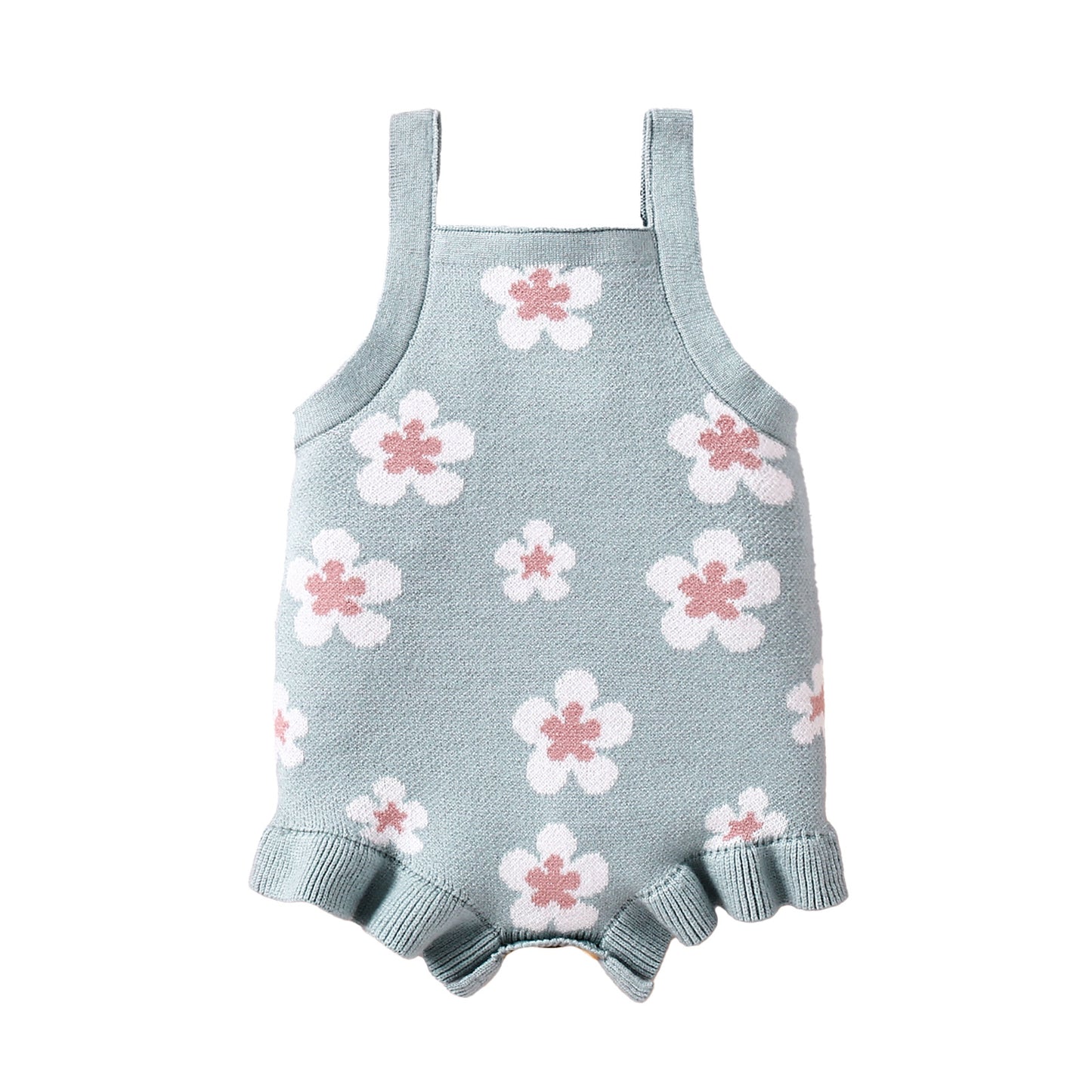 Children's Clothing Baby Strap Embroidery Light Blue Vest Jumpsuit