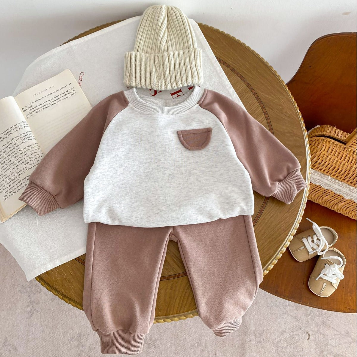 Ins Baby Sweater Color Matching Faux Pocket Outerwear Long-sleeved Tops Spring And Autumn