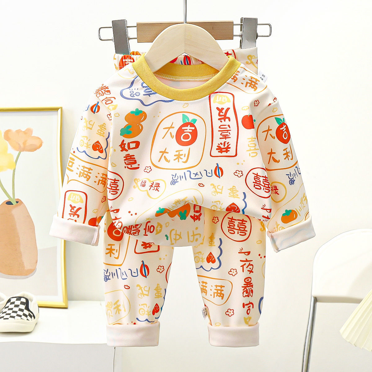 Boys And Girls Two-piece Warm Autumn And Winter Pajamas