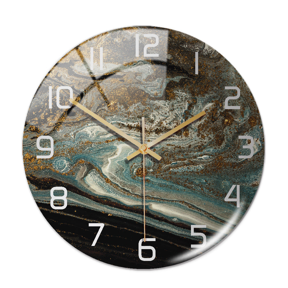 Round Marble Light Luxury Three-dimensional Creativity Acrylic Clock