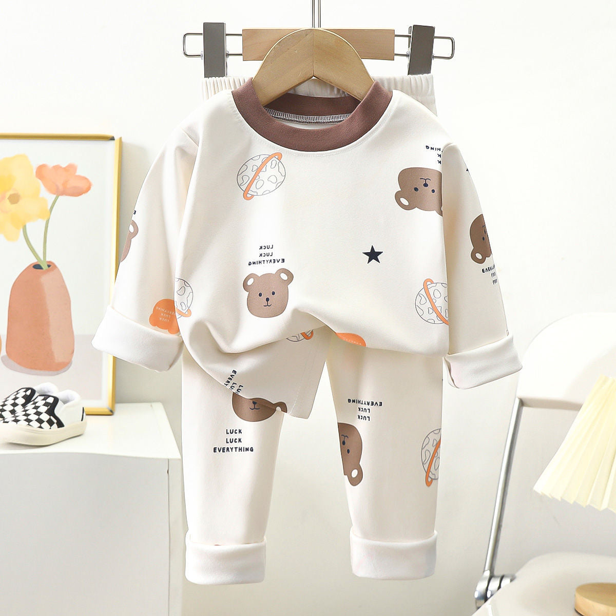 Boys And Girls Two-piece Warm Autumn And Winter Pajamas