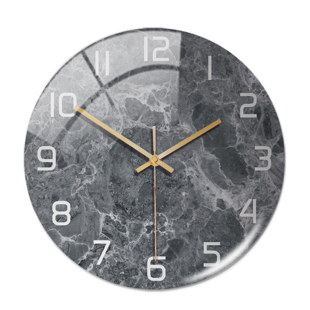 Round Marble Light Luxury Three-dimensional Creativity Acrylic Clock