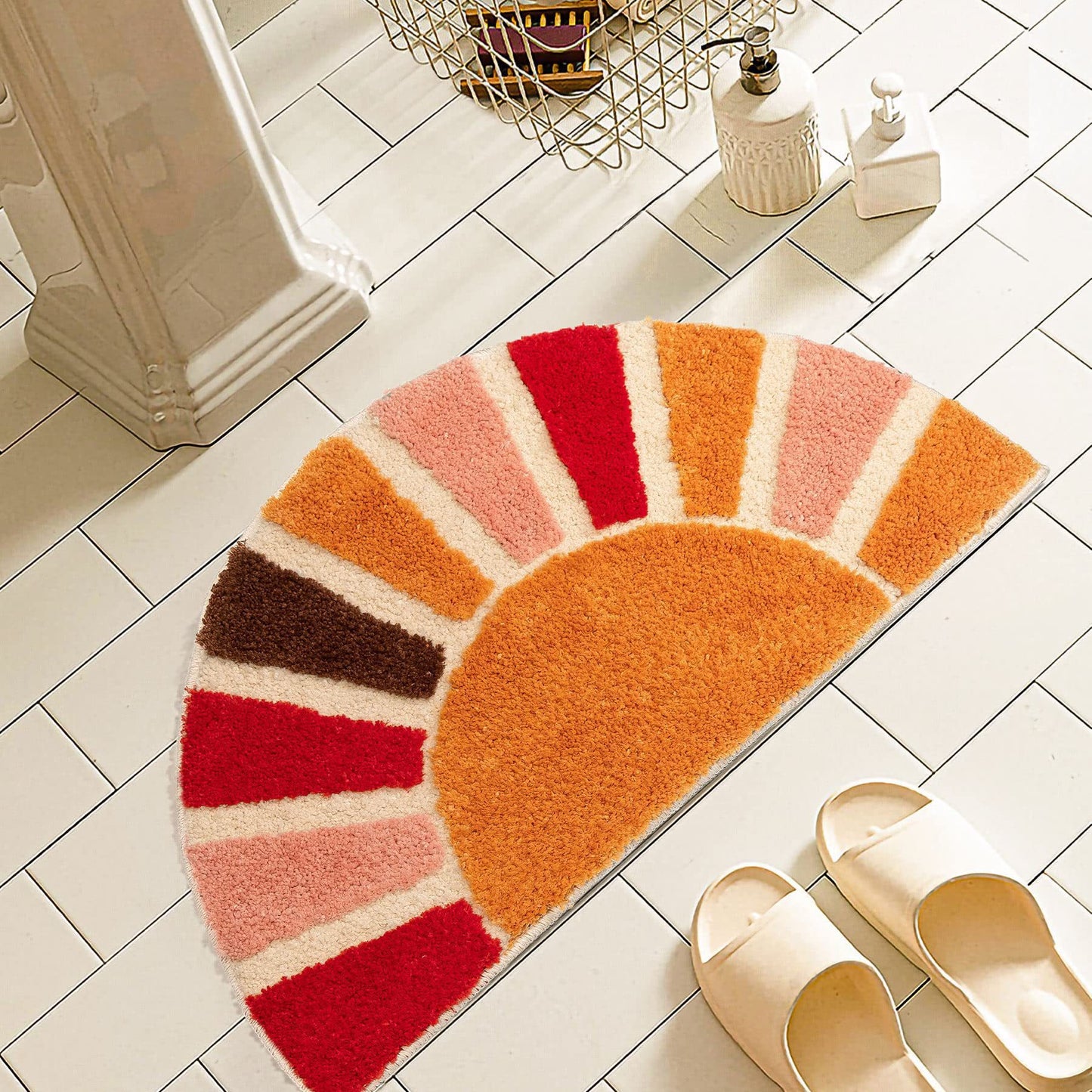 Rainbow Absorbent Non-slip Foot Mat SUNFLOWER Long-wool Mat