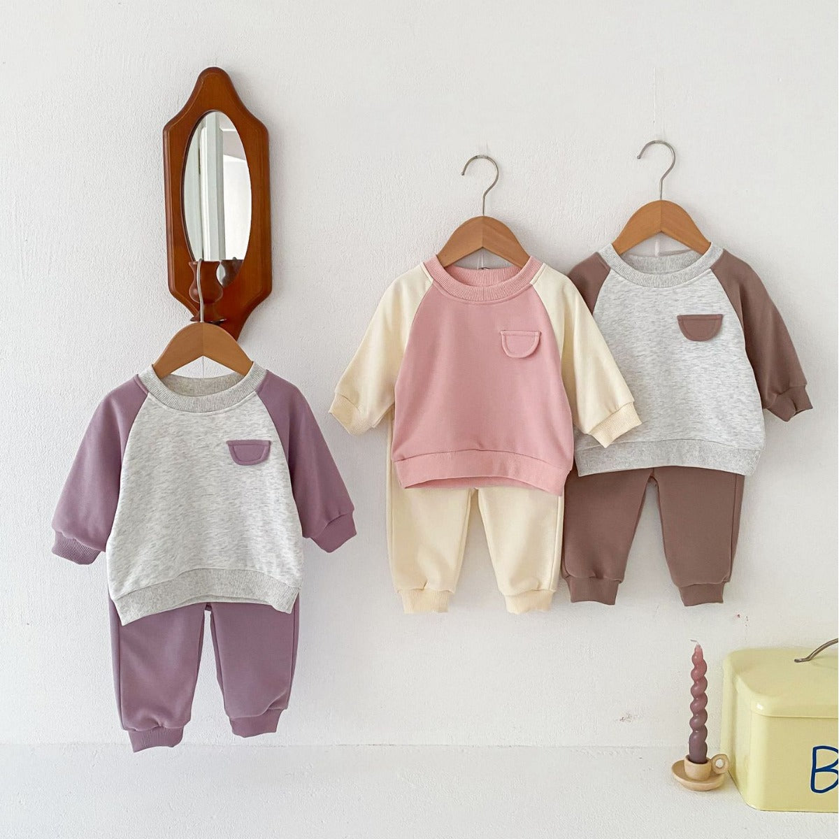 Ins Baby Sweater Color Matching Faux Pocket Outerwear Long-sleeved Tops Spring And Autumn