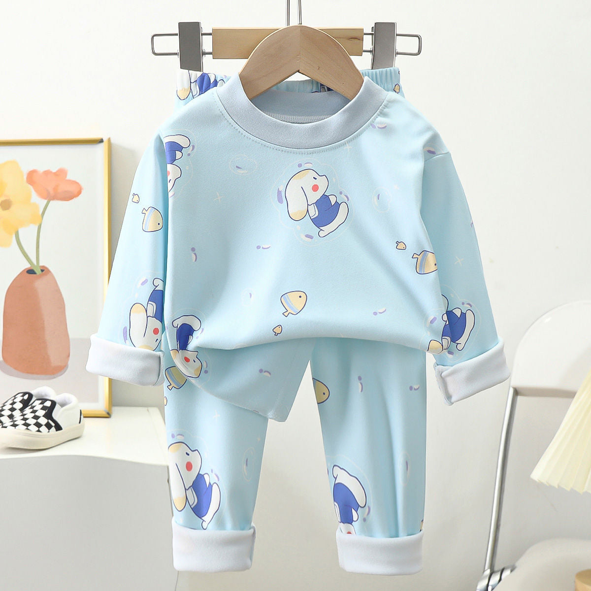 Boys And Girls Two-piece Warm Autumn And Winter Pajamas