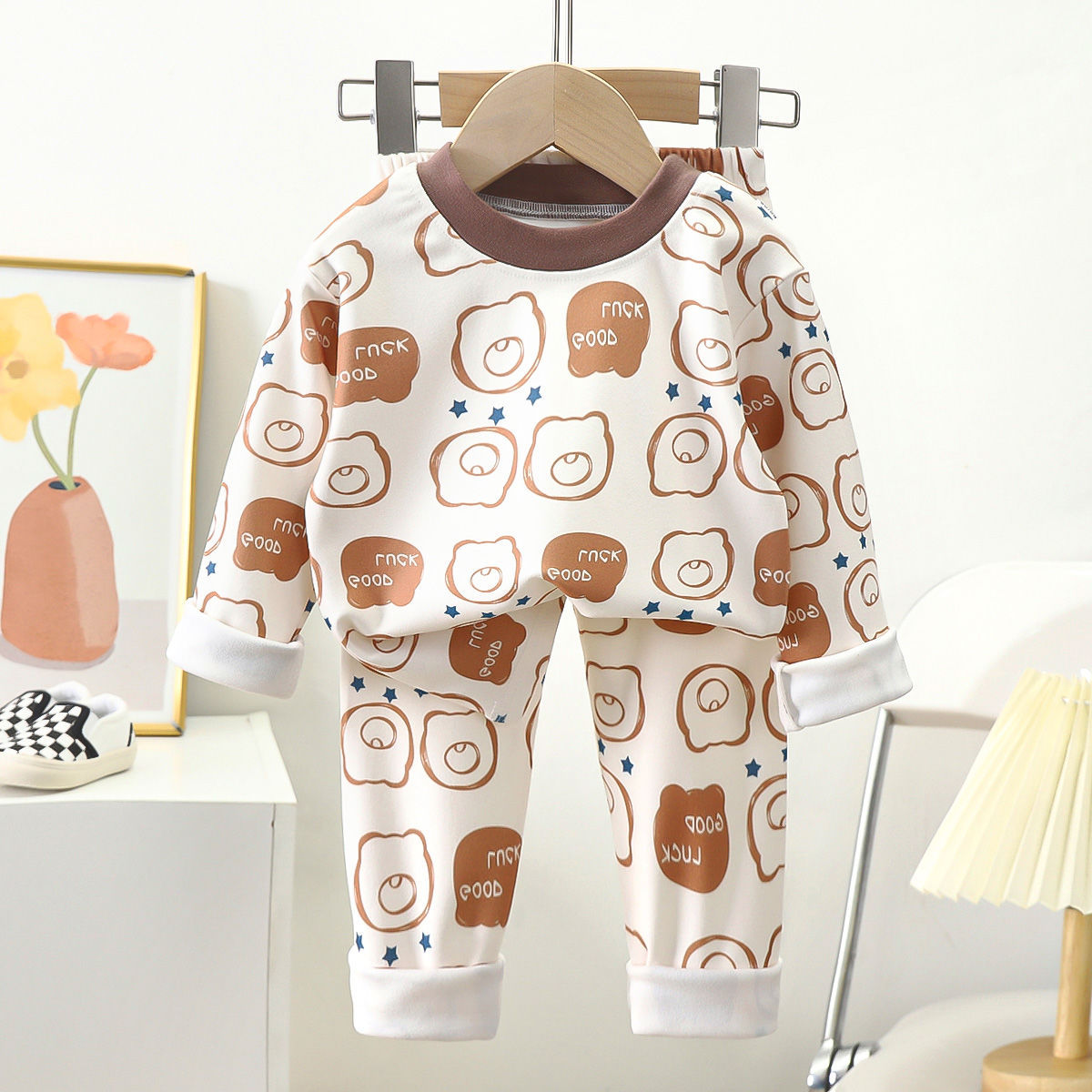 Boys And Girls Two-piece Warm Autumn And Winter Pajamas