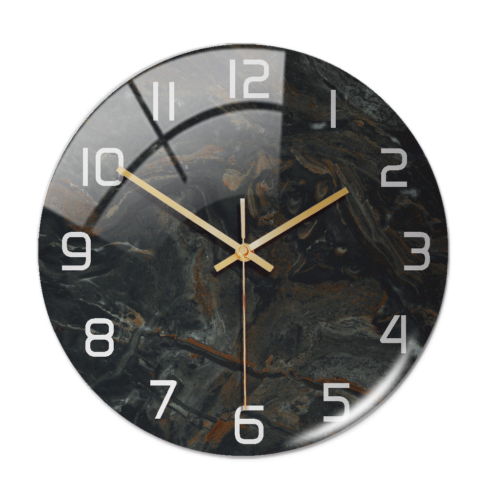 Round Marble Light Luxury Three-dimensional Creativity Acrylic Clock