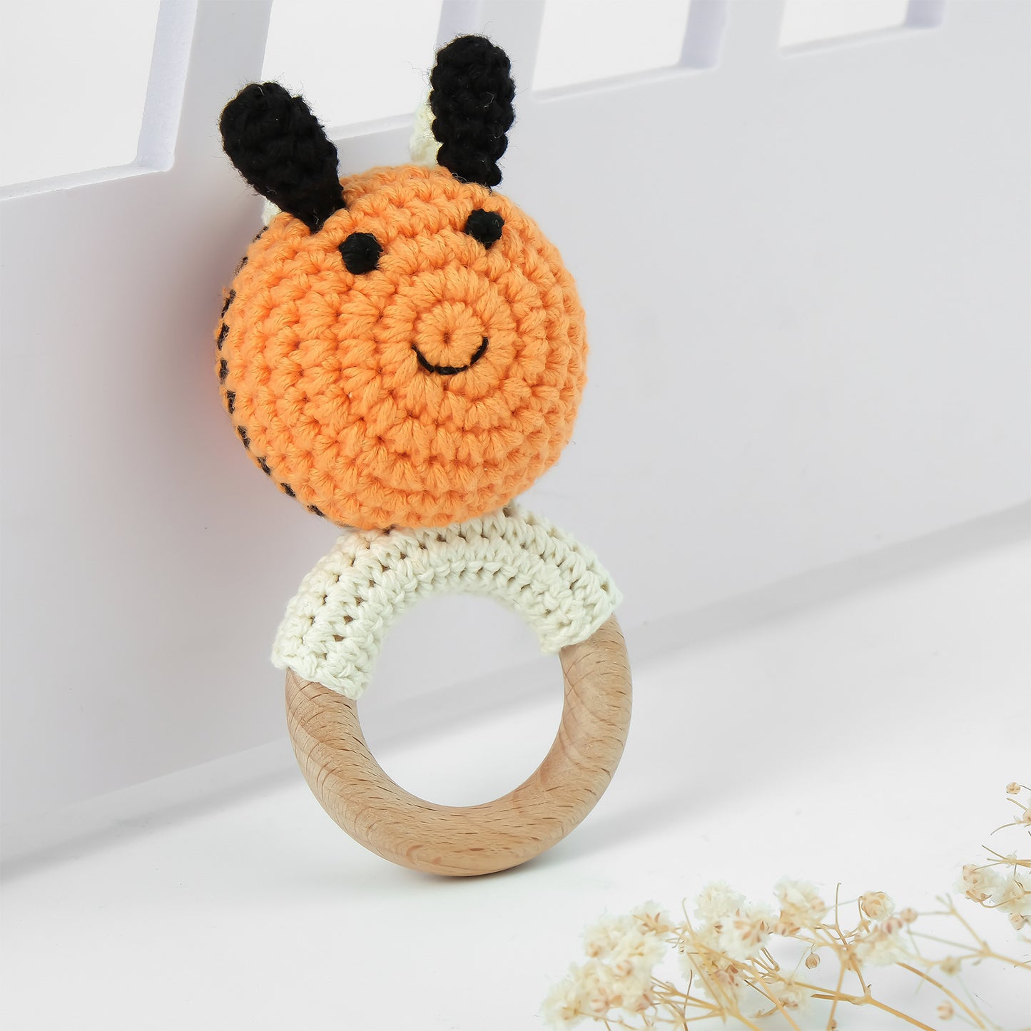 Baby Crochet Animal Rattle Knitted Cartoon Doll Baby Soothing Biteable Toy