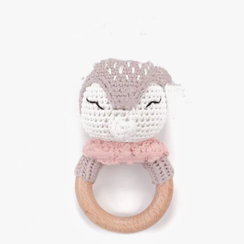 Baby Crochet Animal Rattle Knitted Cartoon Doll Baby Soothing Biteable Toy