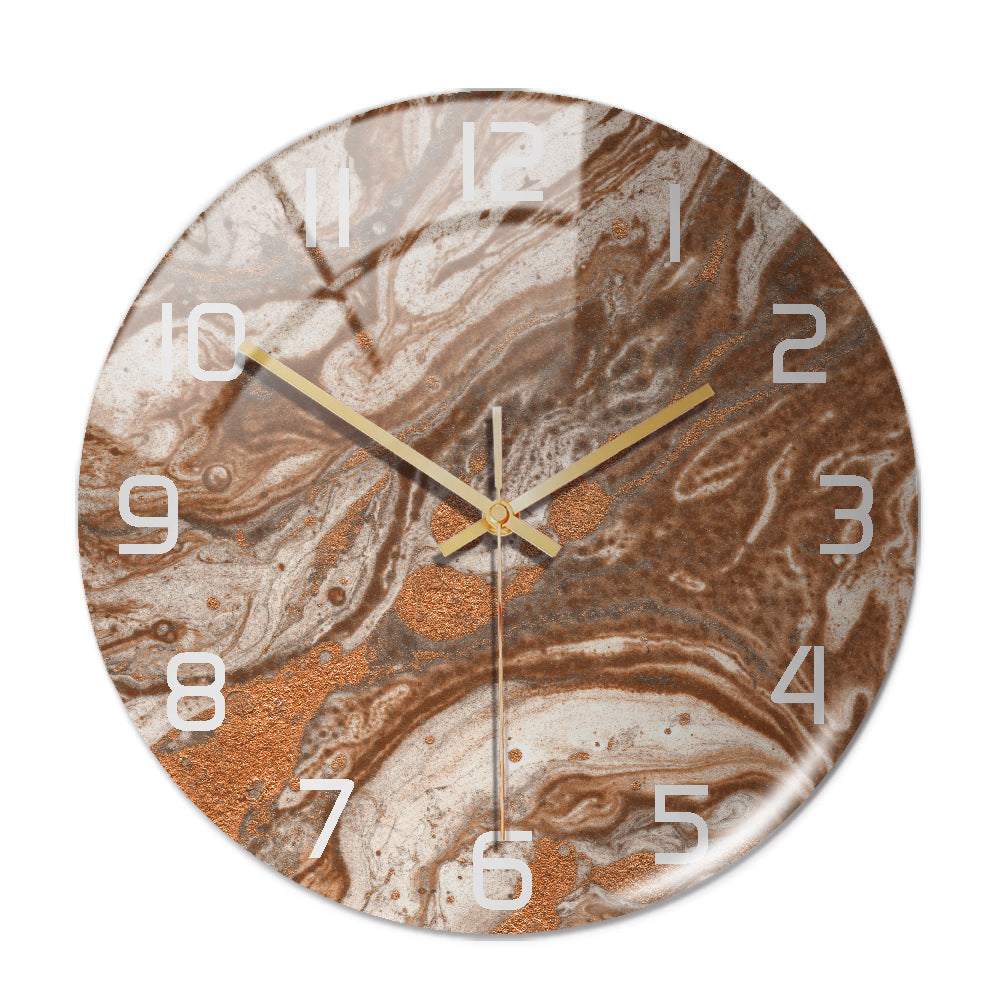 Round Marble Light Luxury Three-dimensional Creativity Acrylic Clock