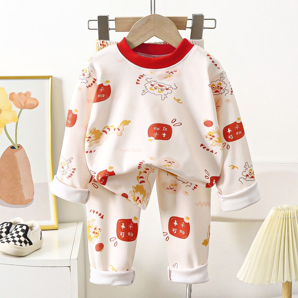 Boys And Girls Two-piece Warm Autumn And Winter Pajamas