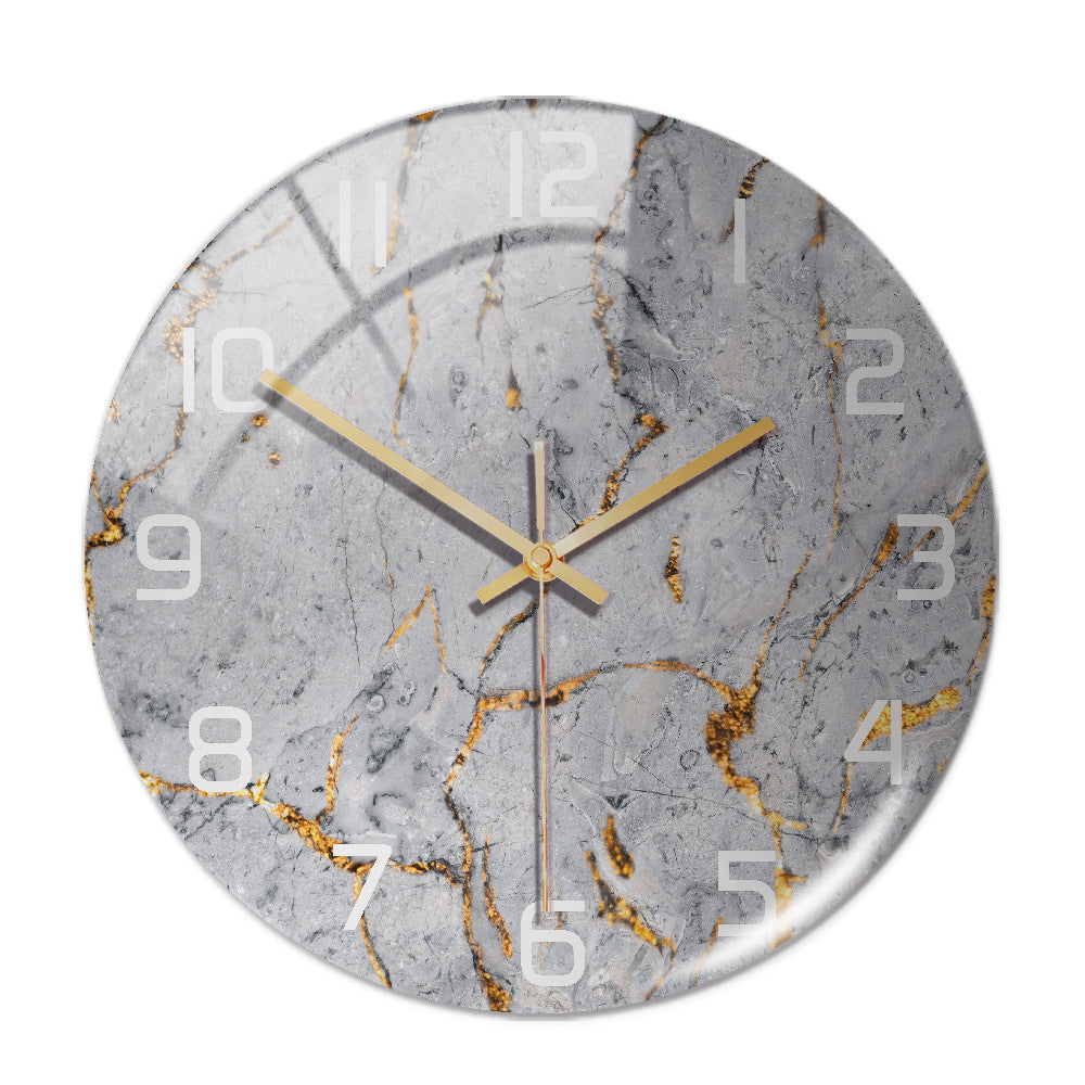 Round Marble Light Luxury Three-dimensional Creativity Acrylic Clock