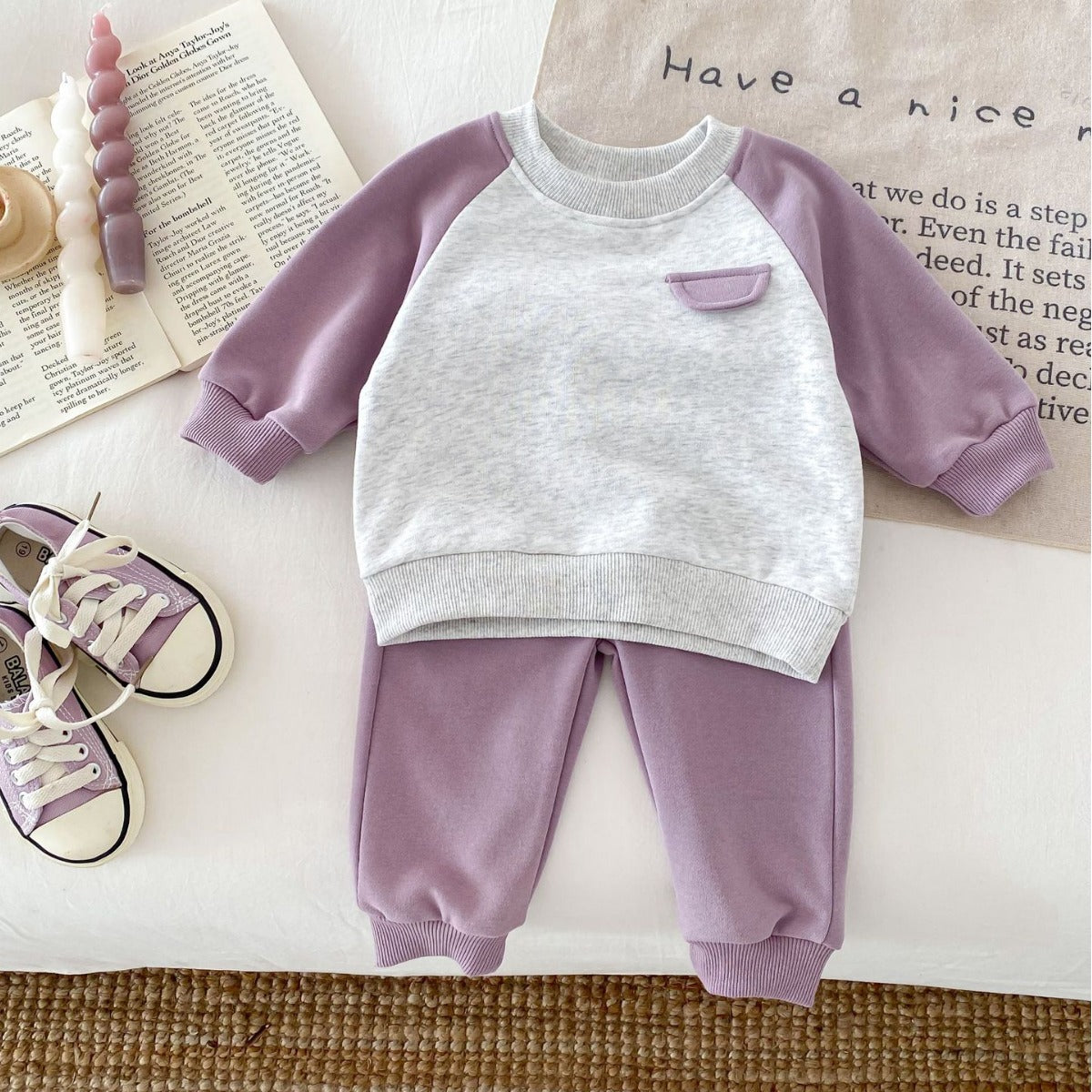 Ins Baby Sweater Color Matching Faux Pocket Outerwear Long-sleeved Tops Spring And Autumn