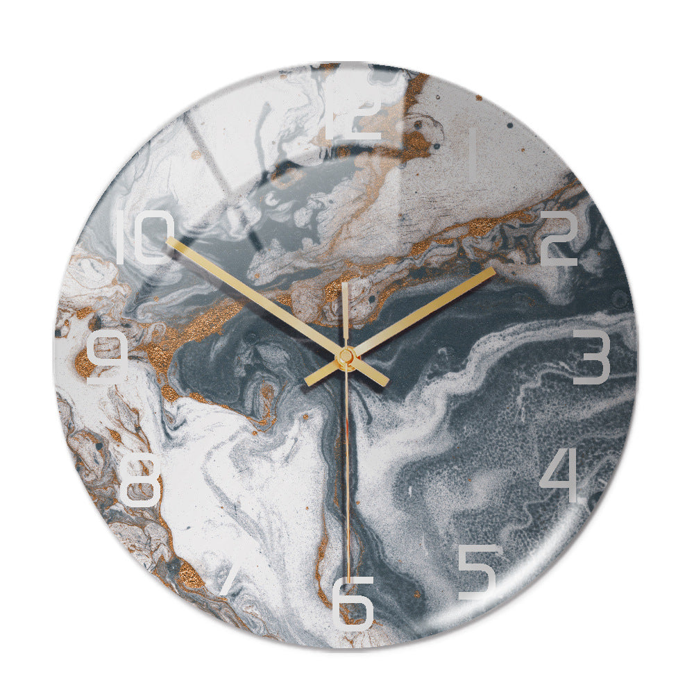 Round Marble Light Luxury Three-dimensional Creativity Acrylic Clock