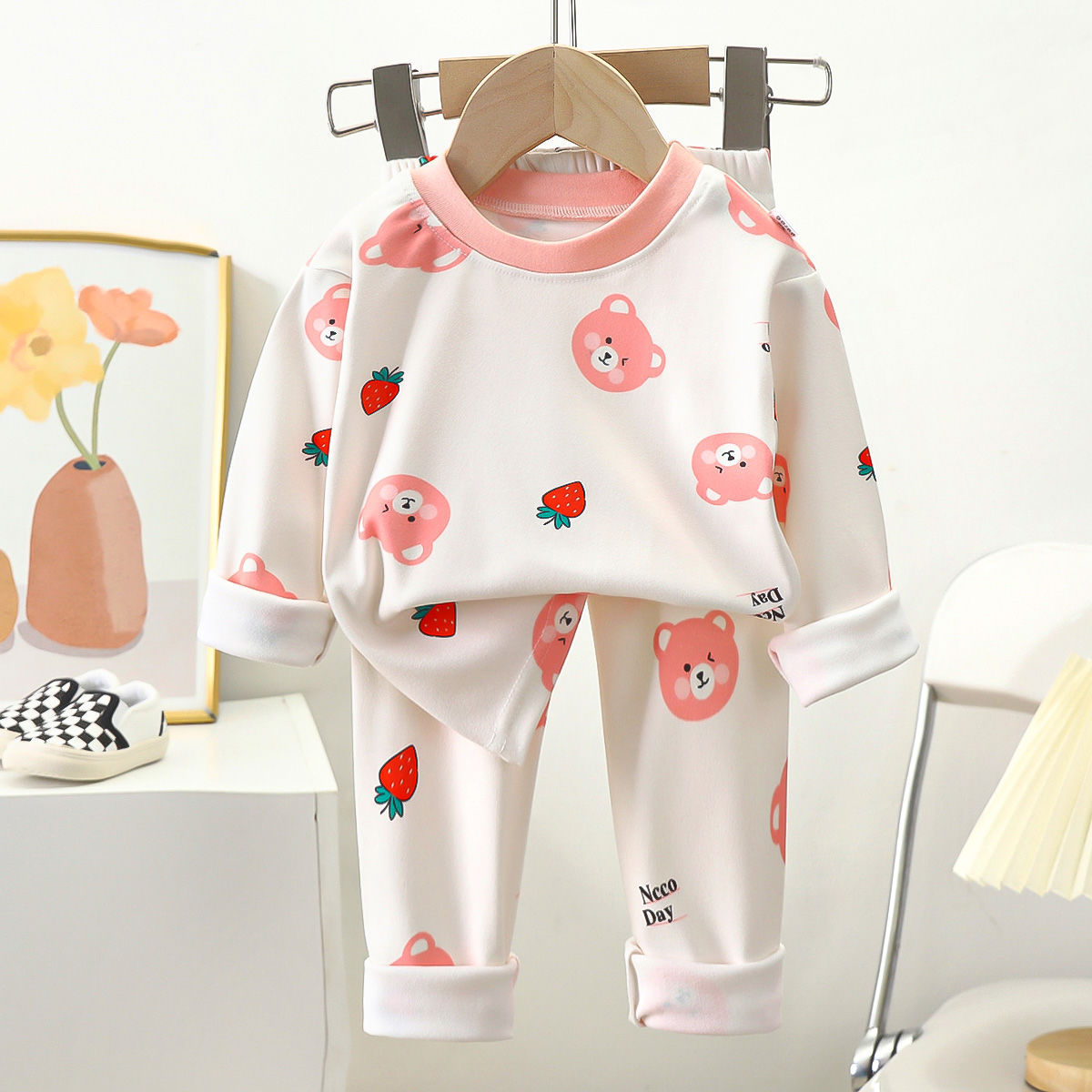 Boys And Girls Two-piece Warm Autumn And Winter Pajamas