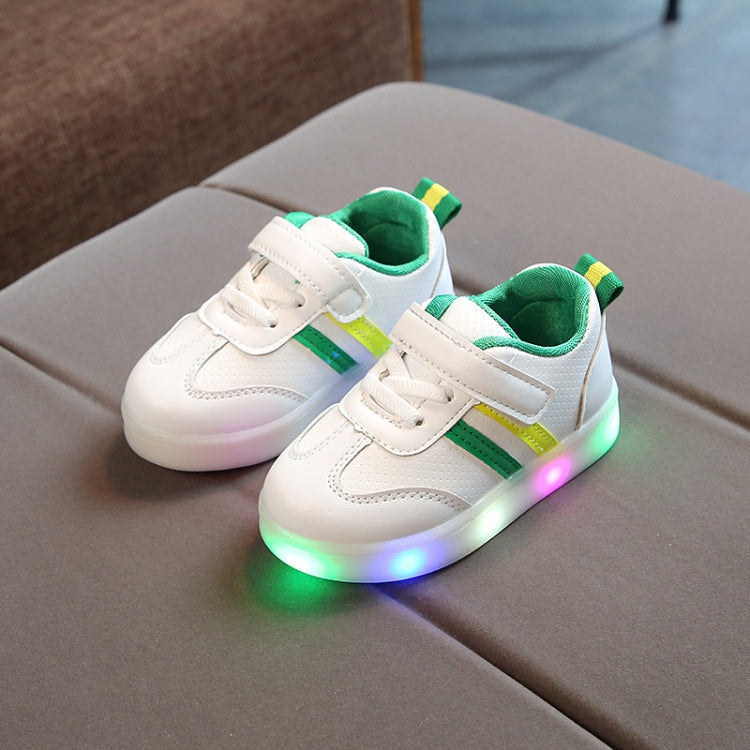 LED Light Up Casual Shoes Children Flat Board Shoes, Size: 27(Green)