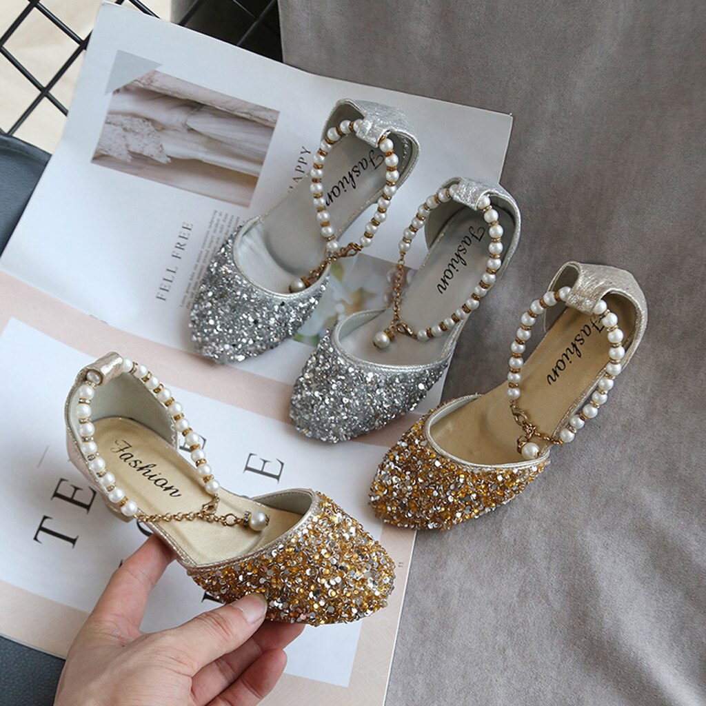 Toddler Infant Kids Baby Girls Shoes Pearl Bling