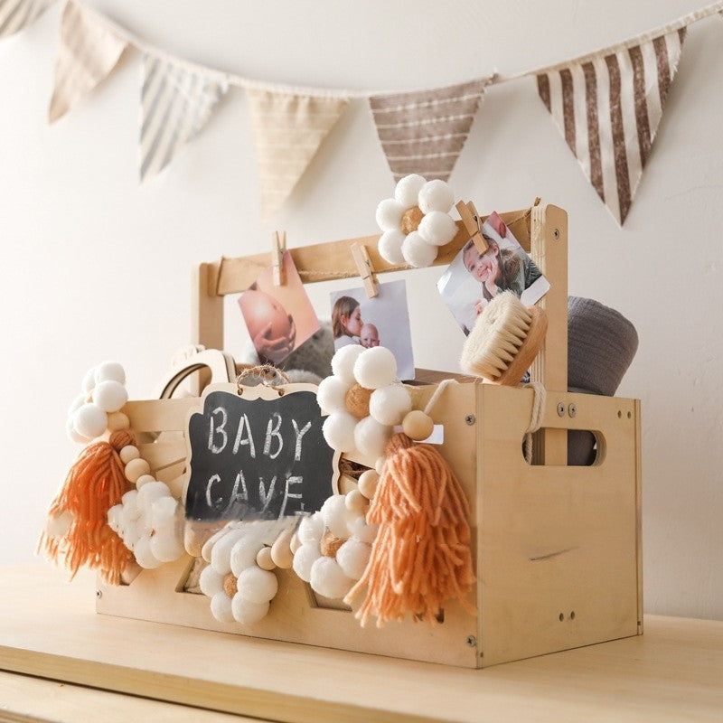 Children Tassel Flowers Baby Clothing Toys Storage Basket