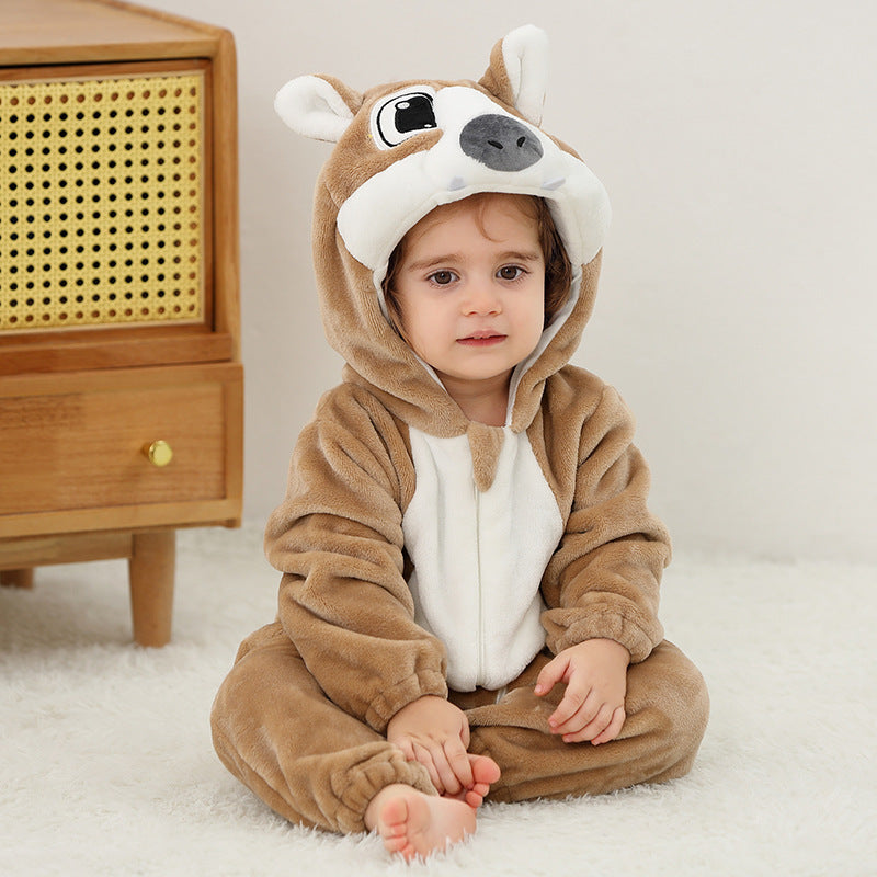 Flannel Romper Baby Pajamas Animal Jumpsuit