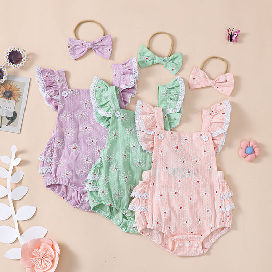 Baby Girl Summer Lace Sling Romper