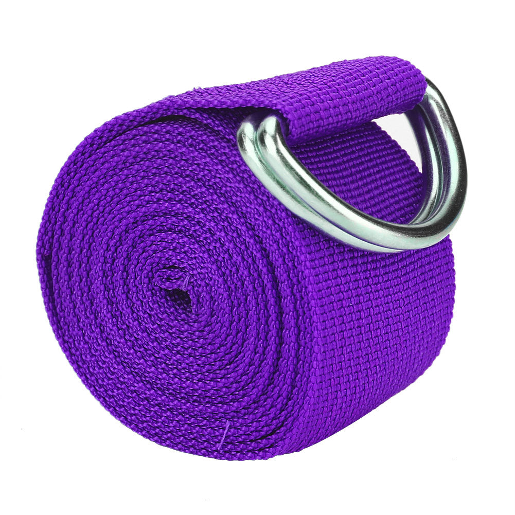 Adjustable Stretch Strap D Ring Belts Gym Waist Leg Fitness Sports Yoga Belt (Purple)