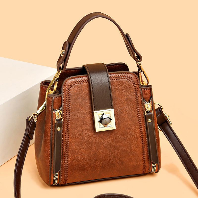 Women's Retro Easy Matching Soft Leather Textured Handbag Shoulder Crossbody