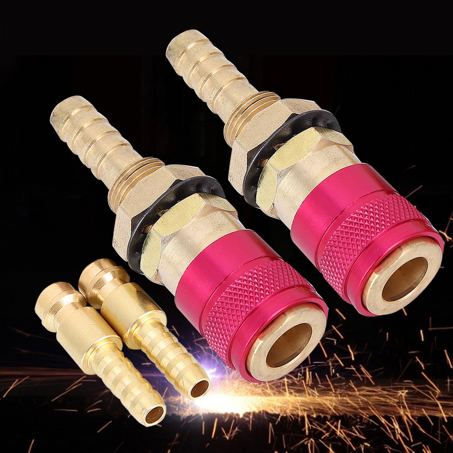 2pcs 8mm Water Cooled &amp; Gas Adapter Quick Connector Fitting For TIG Welding Torch