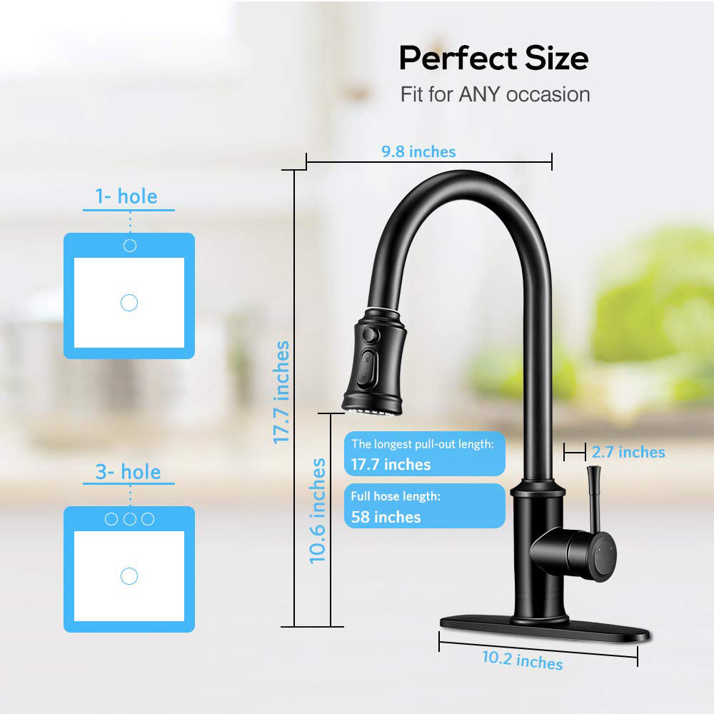 Kitchen Faucet - Spring Kitchen Sink Faucet With 3 Modes Pull Sprayer - Cannot Be Shipped On Weekends, Please Place Your Order With Caution