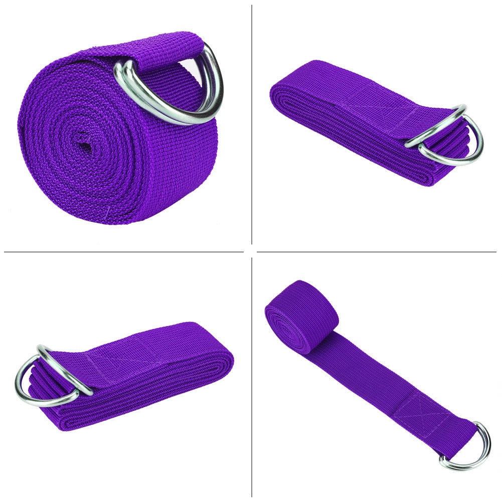 Adjustable Stretch Strap D Ring Belts Gym Waist Leg Fitness Sports Yoga Belt (Purple)