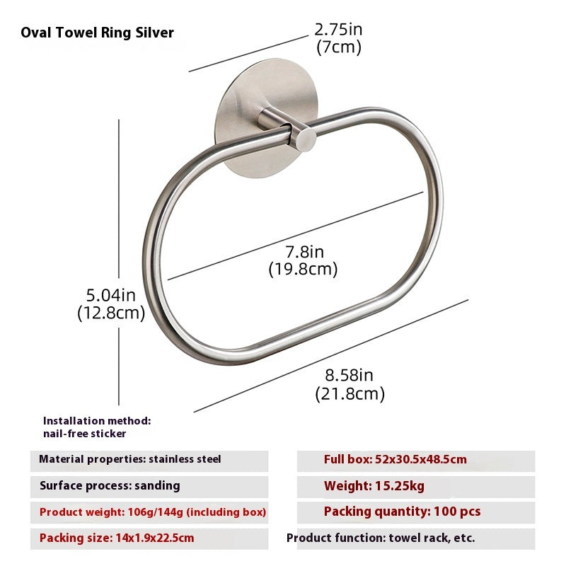 Bathroom Punch-free Storage Bathroom Stainless Steel Towel Ring