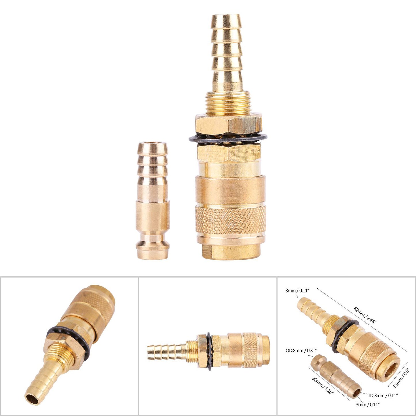 Water Cooled & Gas Adapter Quick Hose Connector Fitting For MIG TIG Welder Torch(Brass)